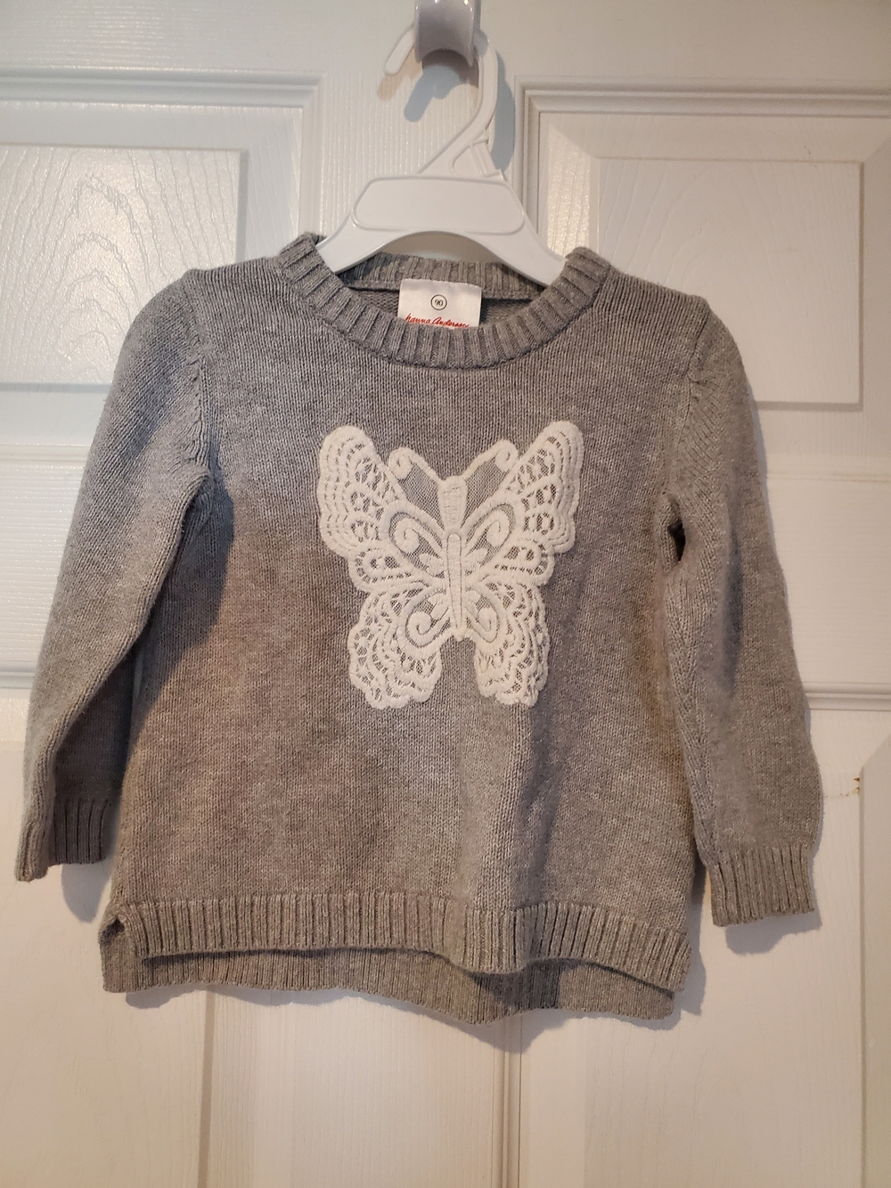Hanna Andersson Gray Knit Butterfly Sweater
